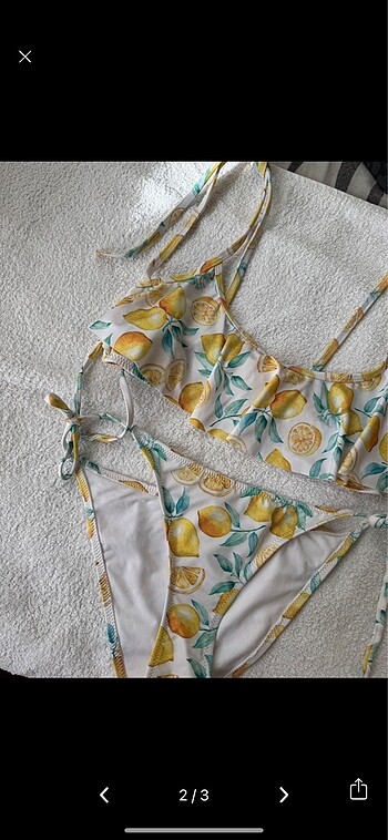 s Beden Limon desenki bikini takımı