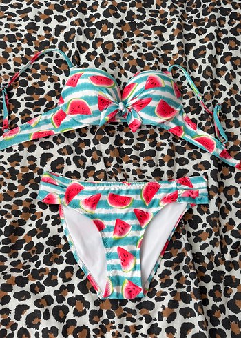 Renkli Karpuz Desenli Mini Bikini