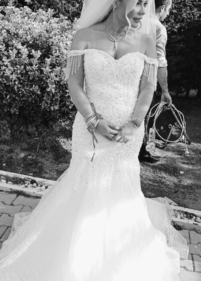 Taş işlemeli balık model gelinlik - Görsel 2