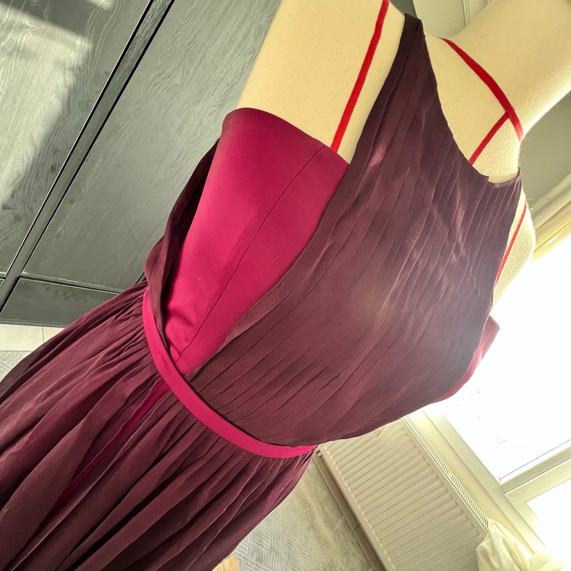 Bordo Uzun Pilili Abiye Elbise - Görsel 3