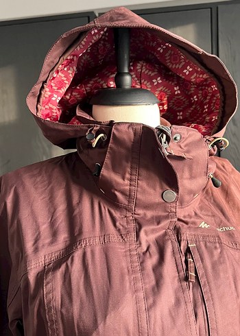 Yüksek Yakalı Koyu Bordo kadın rüzgarlık yağmurluk - Görsel 2