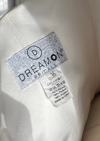 Dreamon Straplez Uzun Beyaz fransız dantelli Gelinlik - Görsel 5