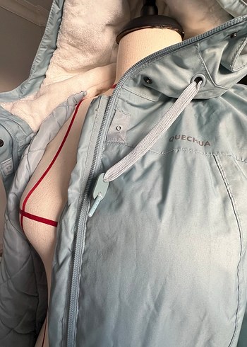 Quechua Turkuaz Kapüşonlu Fermuarlı Kadın mont - Görsel 6