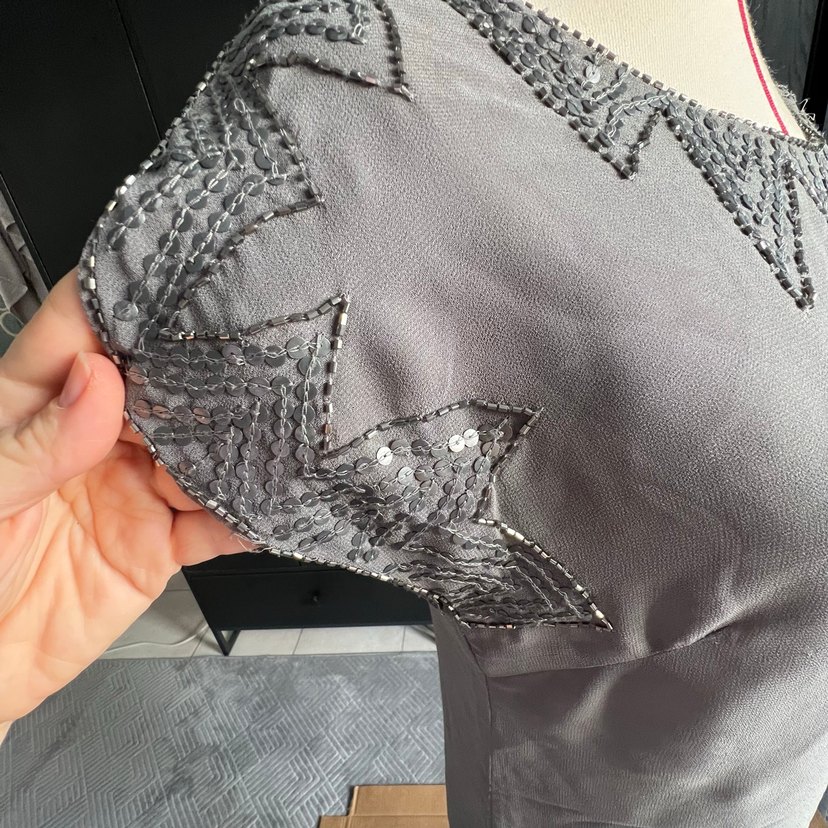 culture marka Gri ışıltılı yaka detaylı şık elbise - Görsel 5