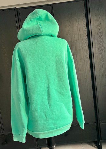 Turkuaz Kapüşonlu erkek Sweatshirt - Görsel 4