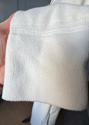 Kapüşonlu Beyaz krem polar ev elbisesi - Görsel 6