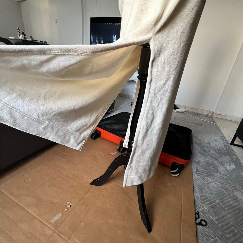 Kapüşonlu Beyaz krem polar ev elbisesi - Görsel 5