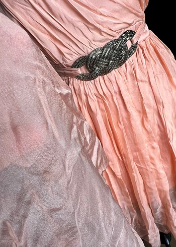 Forever şeftali pudra tonu Drapeli Midi Straplez Elbise - Görsel 6