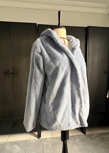 Koton Mavi Kapüşonlu Kadın Peluş Mont - Görsel 6