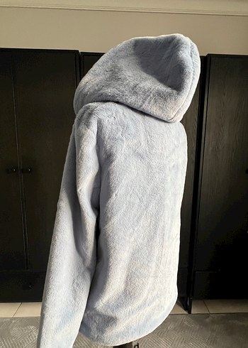 Koton Mavi Kapüşonlu Kadın Peluş Mont - Görsel 9