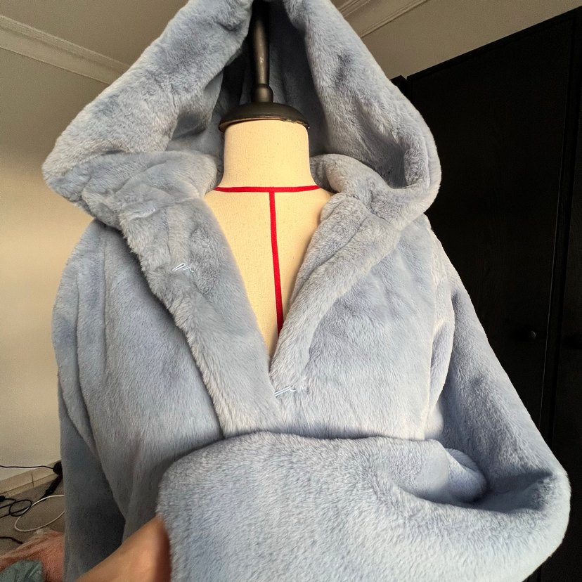 Koton Mavi  Kapüşonlu Kadın Peluş Mont - Görsel 5