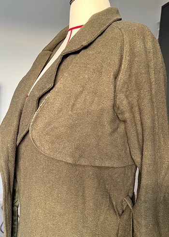 Hayal marka Haki Kemerli Uzun Kaşe Kadın Kaban - Görsel 4