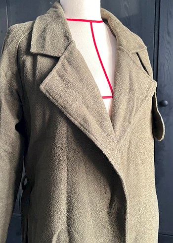 Hayal marka Haki Kemerli Uzun Kaşe Kadın Kaban - Görsel 3