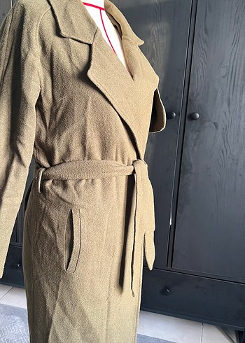 Hayal marka Haki Kemerli Uzun Kaşe Kadın Kaban - Görsel 5