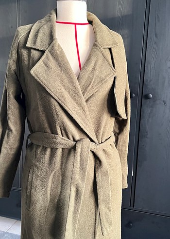 Hayal marka Haki Kemerli Uzun Kaşe Kadın Kaban - Görsel 9