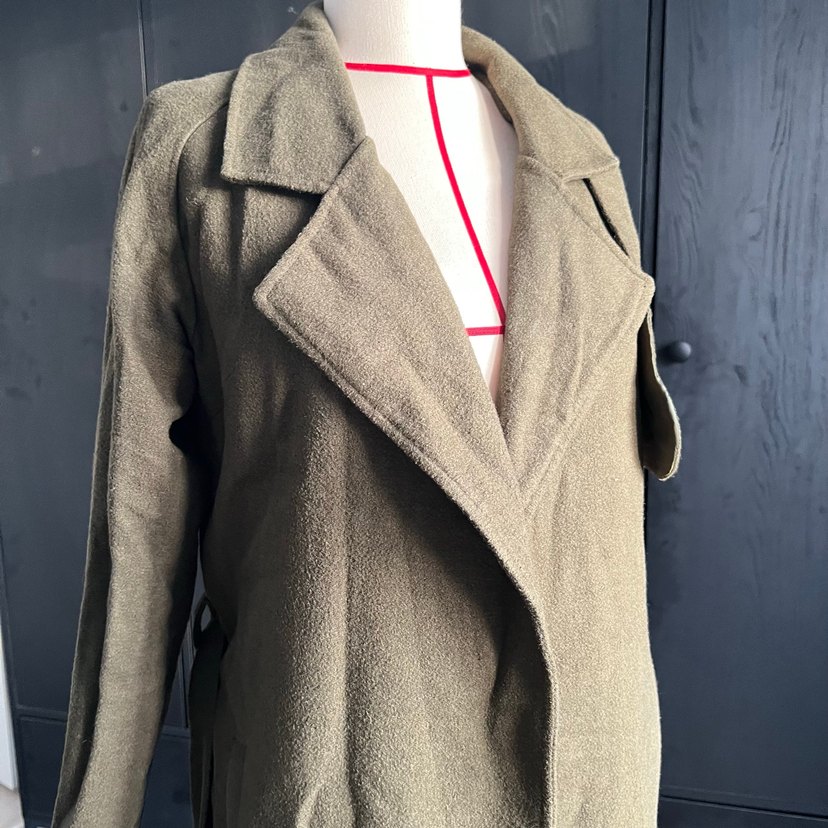 Hayal marka Haki Kemerli Uzun Kaşe Kadın Kaban - Görsel 3