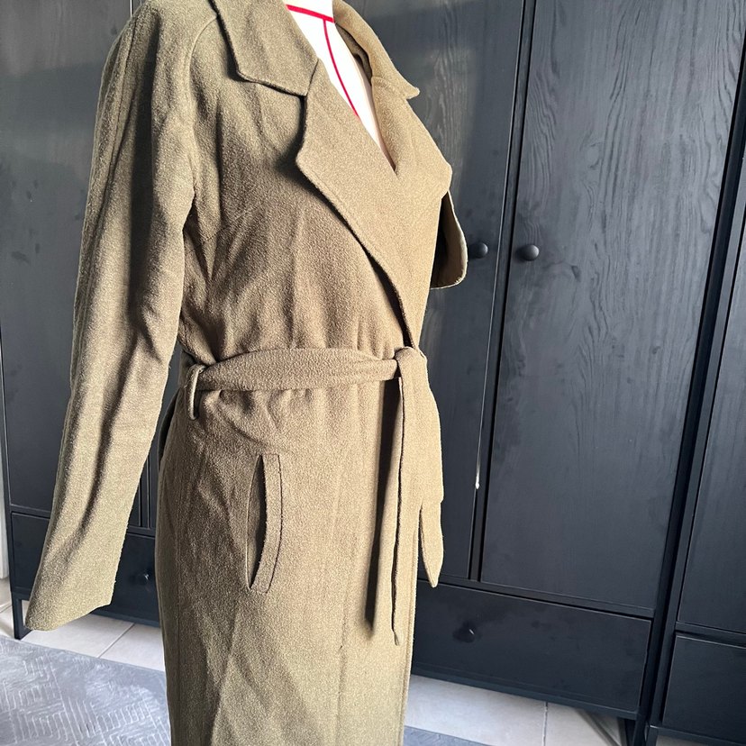 Hayal marka Haki Kemerli Uzun Kaşe Kadın Kaban - Görsel 5