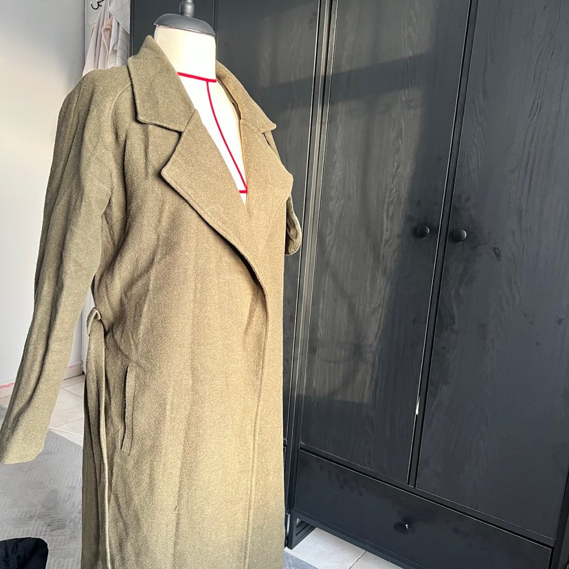 Hayal marka Haki Kemerli Uzun Kaşe Kadın Kaban - Görsel 2