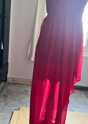 Koton Pembe Askılı Uzun Drapeli Kadın Abiye Elbise - Görsel 7