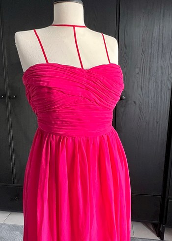 Koton Pembe Askılı Uzun Drapeli Kadın Abiye Elbise - Görsel 2