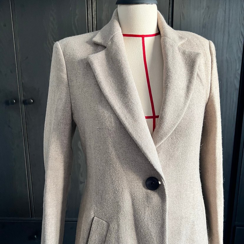 Zara Düğmeli Bej Midi kaşe kaban - Görsel 3