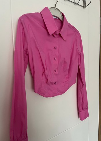 Bershka Düğmeli Pembe Uzun Kollu Kadın Gömlek