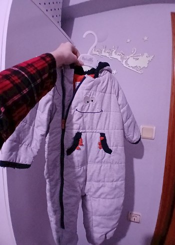 Düğmeli Gri Bebek Kayak Tulumu - Görsel 2