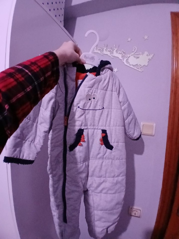 Düğmeli Gri Bebek Kayak Tulumu - Görsel 2