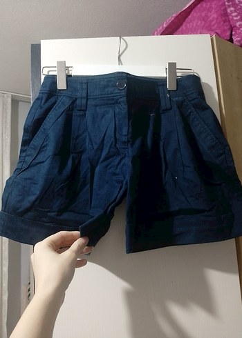 Lacivert Pilili Mini Denim Etek - Görsel 2