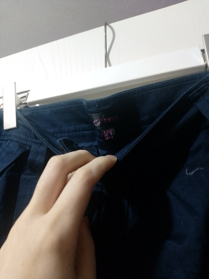 Lacivert Pilili Mini Denim Etek - Görsel 3