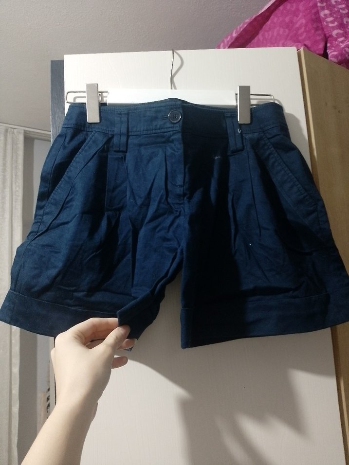 Lacivert Pilili Mini Denim Etek - Görsel 2