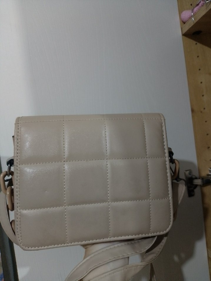 Bej Deri Kadın Omuz Çantası - Görsel 2