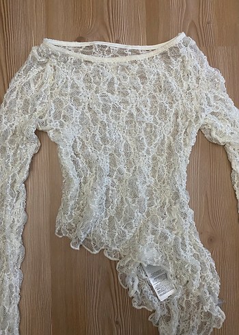 Dantel Detaylı Beyaz Kadın Kazak - Görsel 2