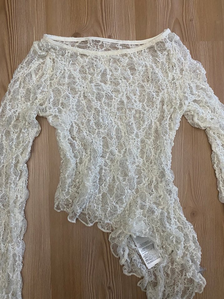 Dantel Detaylı Beyaz Kadın Kazak - Görsel 2