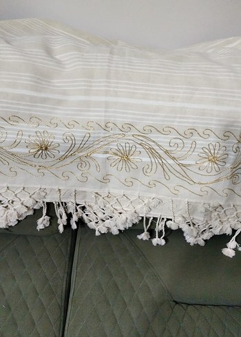 İşlemeli Beyaz Püsküllü çarşaf - Görsel 2
