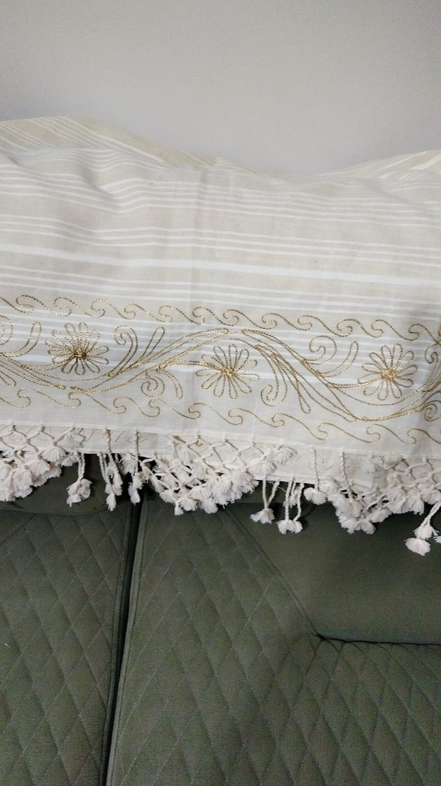 İşlemeli Beyaz Püsküllü çarşaf - Görsel 2