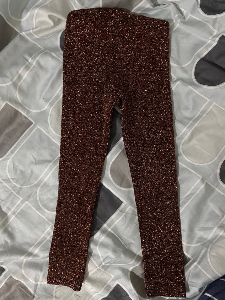 Kız Çocuk Simli Kahverengi Tayt - Görsel 2