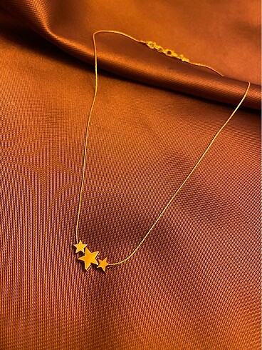 Tasarımcı Minimal 3 lü yıldız çelik kolye