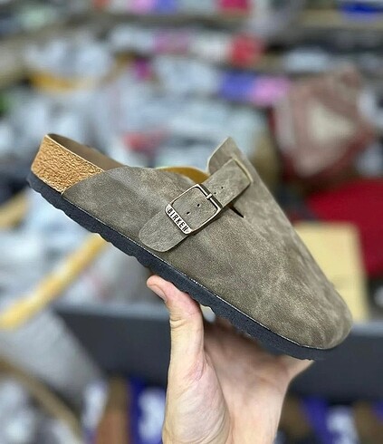 Birkenstock Mantar tabanlı nubuk terlik