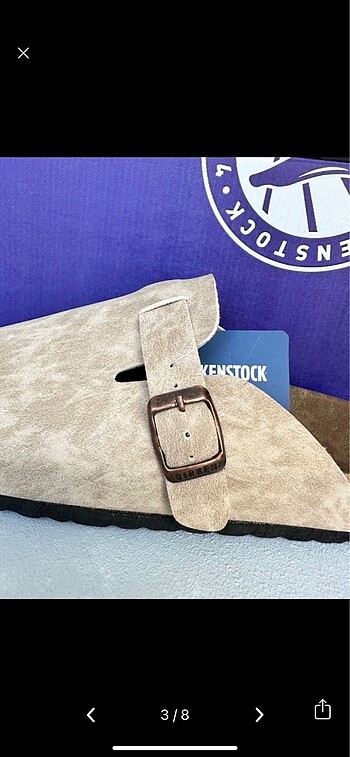 37 Beden Önü kapalı suni süet Birkenstock Boston terlik