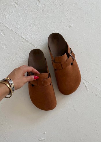 37 Beden Kahverengi Süet Tokalı unisex Terlik