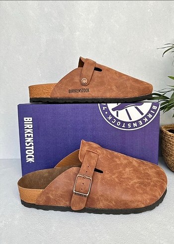 Birkenstock Kahverengi Süet Tokalı unisex Terlik
