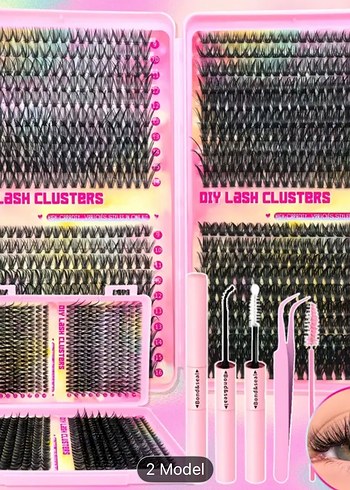 Pembe Işıltılı 800 adet Takma Kirpik Seti - Görsel 3