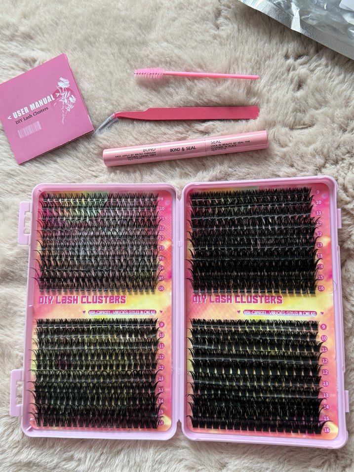 800 adet Pembe Kutuda Koyu Renk Takma Kirpik Seti - Görsel 3