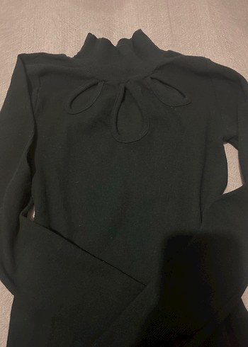 Kadın Siyah Boğazlı Yırtmaç Detaylı Sweatshirt - Görsel 2