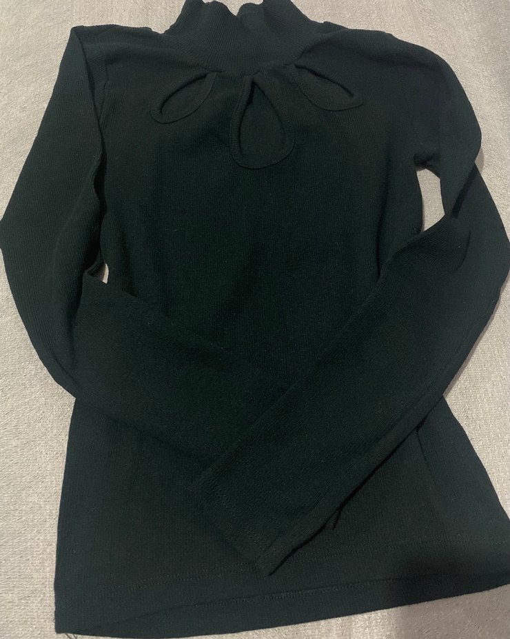 Kadın Siyah Boğazlı Yırtmaç Detaylı Sweatshirt - Görsel 3