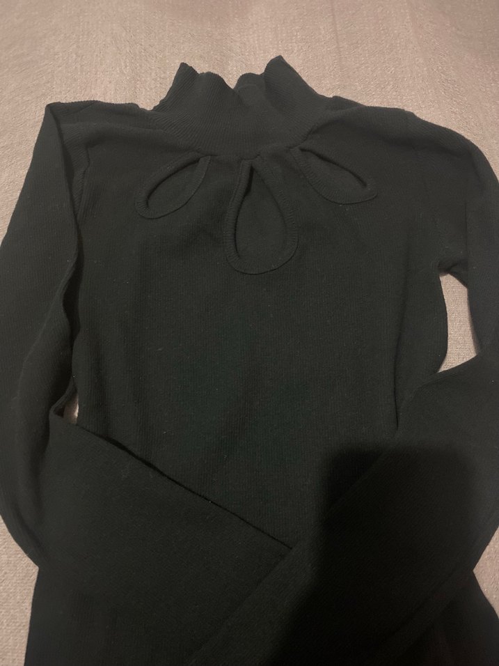 Kadın Siyah Boğazlı Yırtmaç Detaylı Sweatshirt - Görsel 2