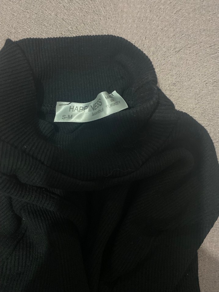 Siyah Yüksek Yakalı İnce Triko Kazak S-M - Görsel 2