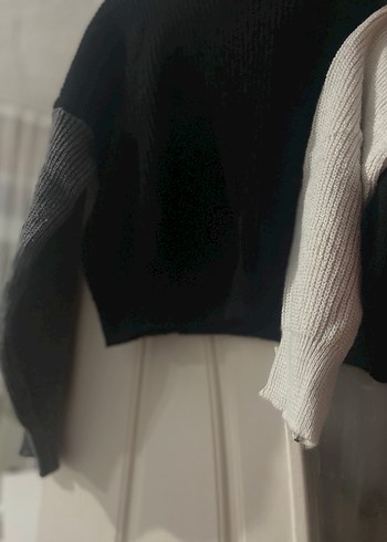 Siyah Gri Kadın Örgü Kazak S - Görsel 2