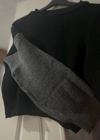 Siyah Gri Kadın Örgü Kazak S - Görsel 3